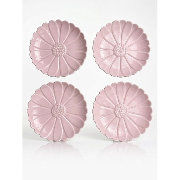 Martha Stewart Collection Other - Martha Stewart Collection Macys Pink Daisy Embossed Flower Appetizer Plates Set4